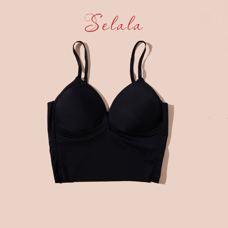 Áo Hai Dây Selala Chất Thun Nữ Dáng Ôm Có Sẵn Đệm Co Giãn Tốt 2D18