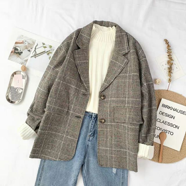 ODER TAOBAO Áo blazo kẻ caro
