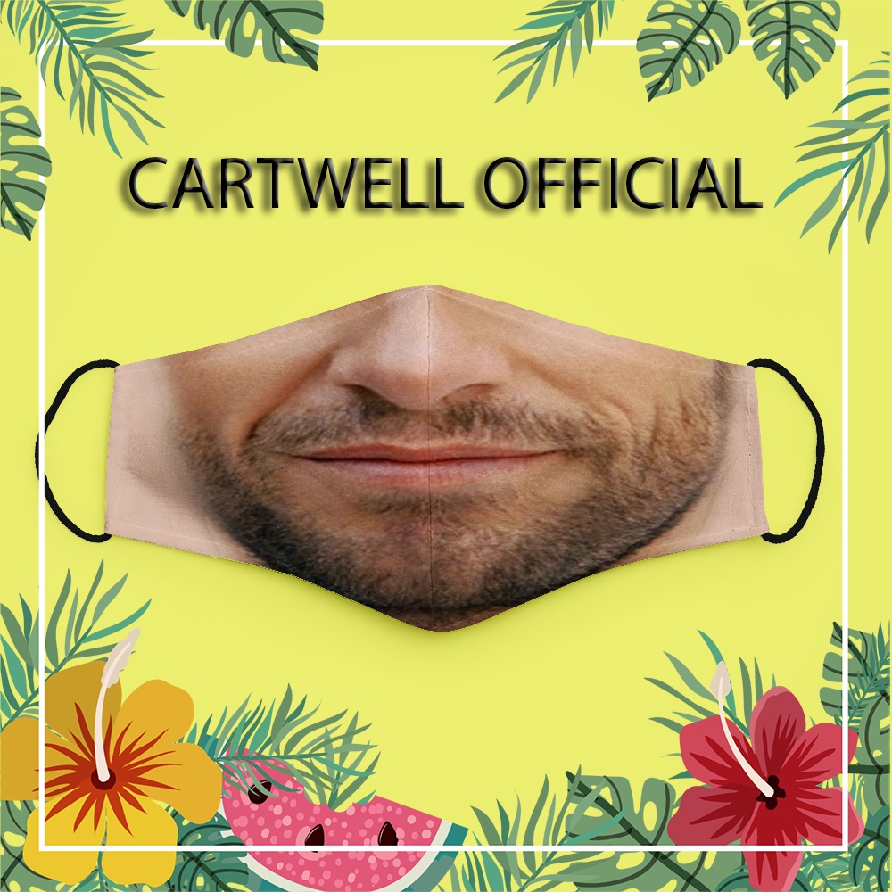 Khẩu trang in hình mặt người dị mặt cười mặt người vui nhộn Hugh Jackman CARTWELL dành cho nam nữ chất liệu vải mềm khán