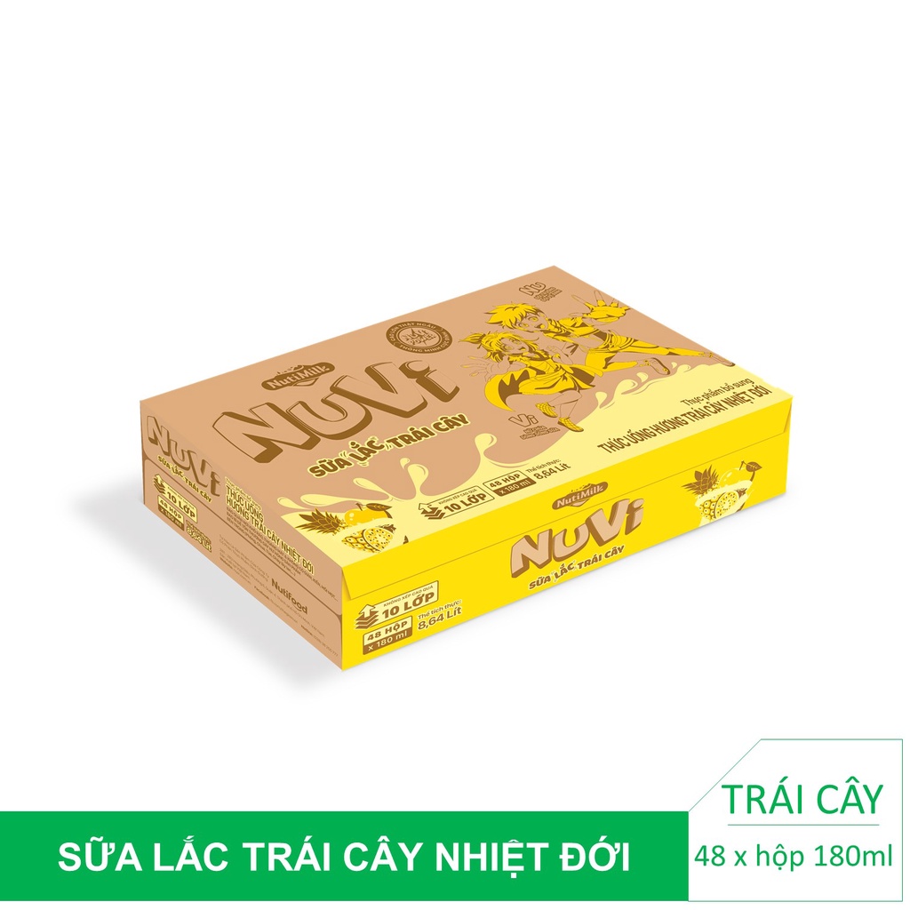 Thùng 48 hộp NuVi TU hương Trái Cây Nhiệt Đới SLTC hộp 180ml /hộp