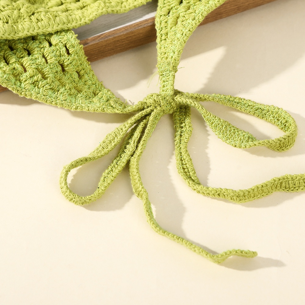 Băng đô HAIMEIKANG hình tam giác đan móc họa tiết/ màu trơn phong cách retro cổ điển