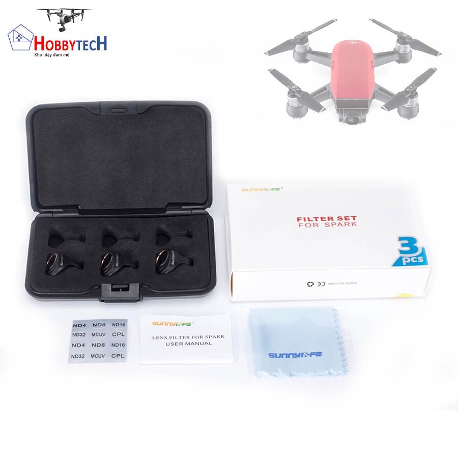 Combo 3 Filter Spark - phụ kiện flycam DJI Spark - chính hãng Sunnylife - bộ combo ND+CPL+MCUV chuyên nghiệp.