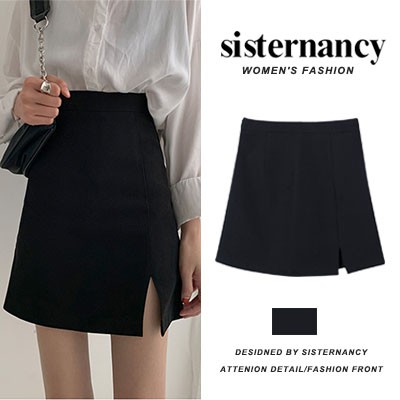 COZOK Chân váy chữ A lưng cao xẻ tà cho nữ