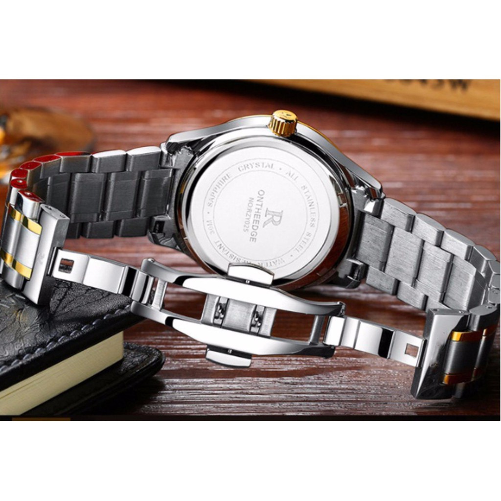 Đồng hồ nam ONTHEEDGE 1853 RZY025 - Mặt vàng, dây demi