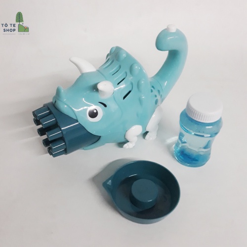 Súng bắn bong bóng 10 nòng hình khủng long 3 sừng , súng bắn bong bóng chạy pin thổi cực mạnh kèm lọ dung dịch an toàn