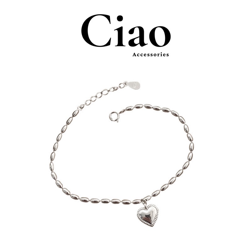 Vòng tay/ Lắc tay mạ bạc S925 thiết kế hình tim bạc phong cách Doris Ciao
