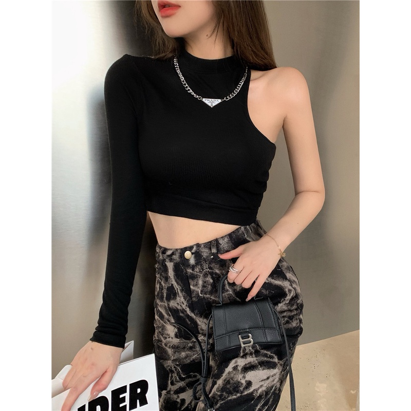 Áo thun kiểu nữ tay lệch Emilyshop ulzzang