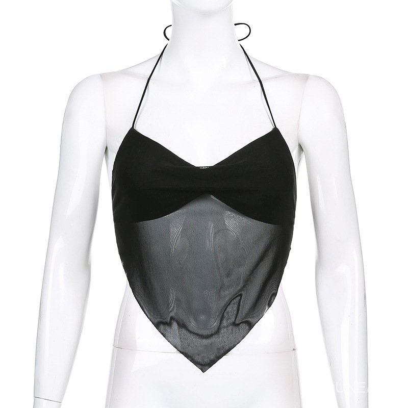 DUNEA Áo sát nách phối lưới thiết kế hở lưng quyến rũ DUNEA