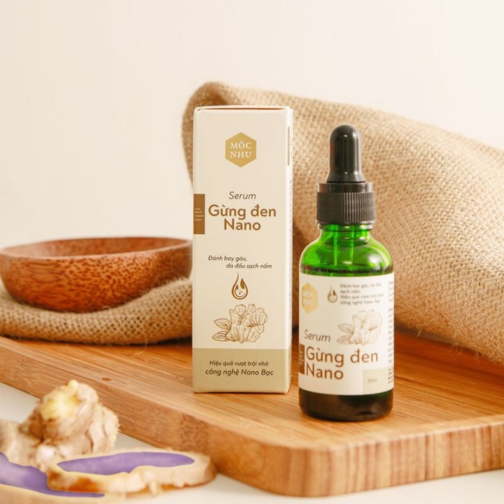 Serum Gừng Đen Nano Mộc Nhu 30ml Cho Da Đầu Gàu Ngứa, Nấm Da Đầu