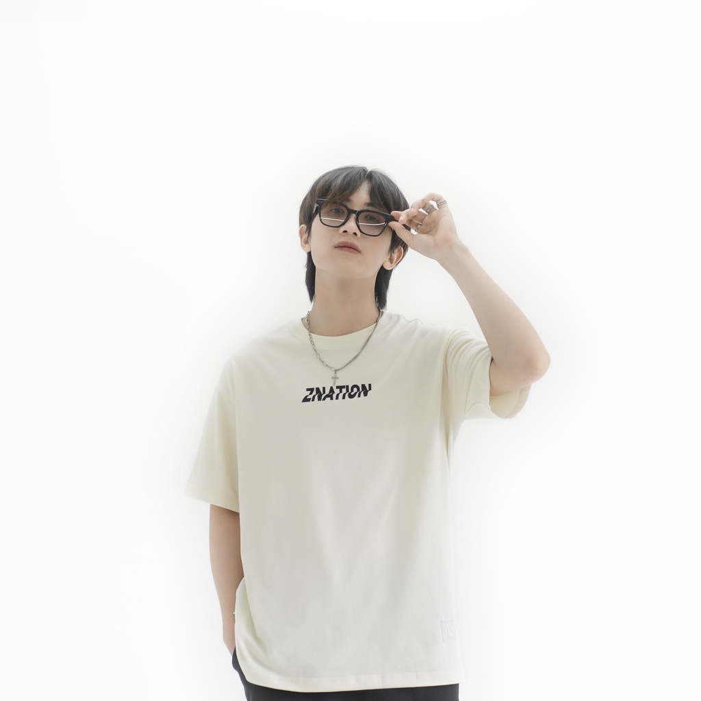 Áo Thun ZNATION Supre Tee Unisex Oversize Màu Be