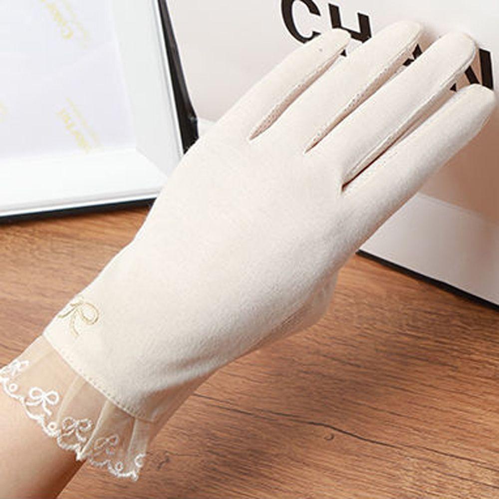 QQMALL Găng Tay Lái Xe Chống Nắng Đính Nơ Màu Sắc Đơn Giản Thời Trang Mùa Hè Cho Nữ