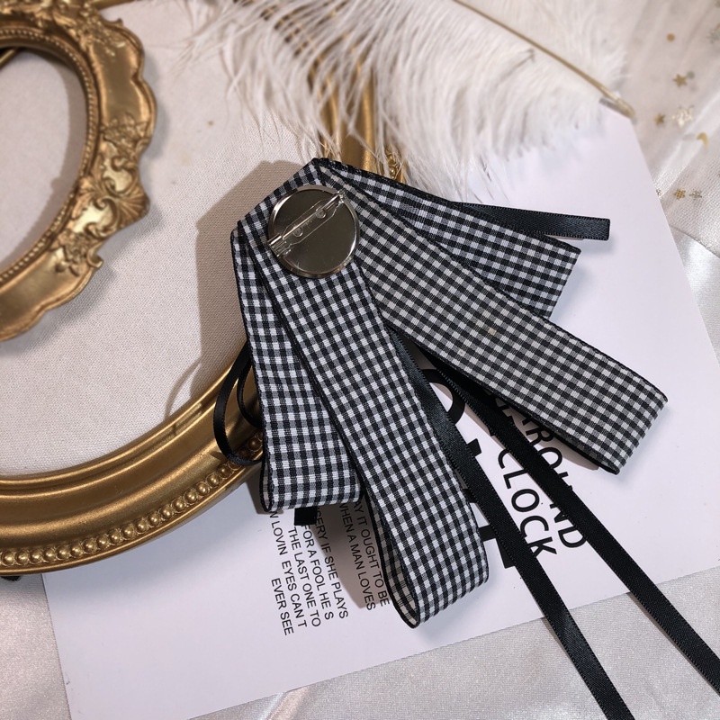 Ghim Cài Áo Hình Nơ Đính Ngọc Trai Giả Màu Đen / Trắng Kiểu Vintage Thời Trang Cho Nữ