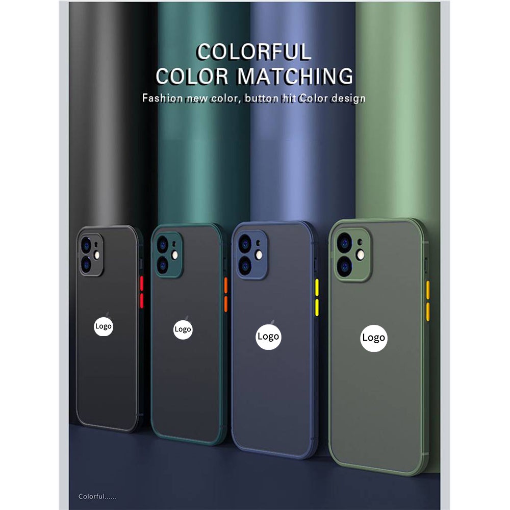 Ốp điện thoại nhám màu trong chống va đập bảo vệ camera cho Iphone 11 Pro Max 12 Mini