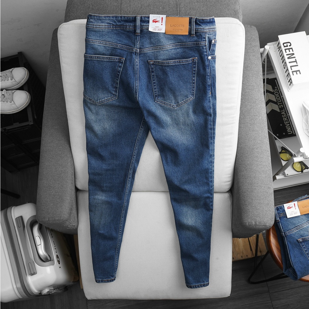 Quần Jean dài Nam LCST xanh wash,Form Slimfit.chất vải co dãn,ống 15-18cm,Hàng VNXK - 122113