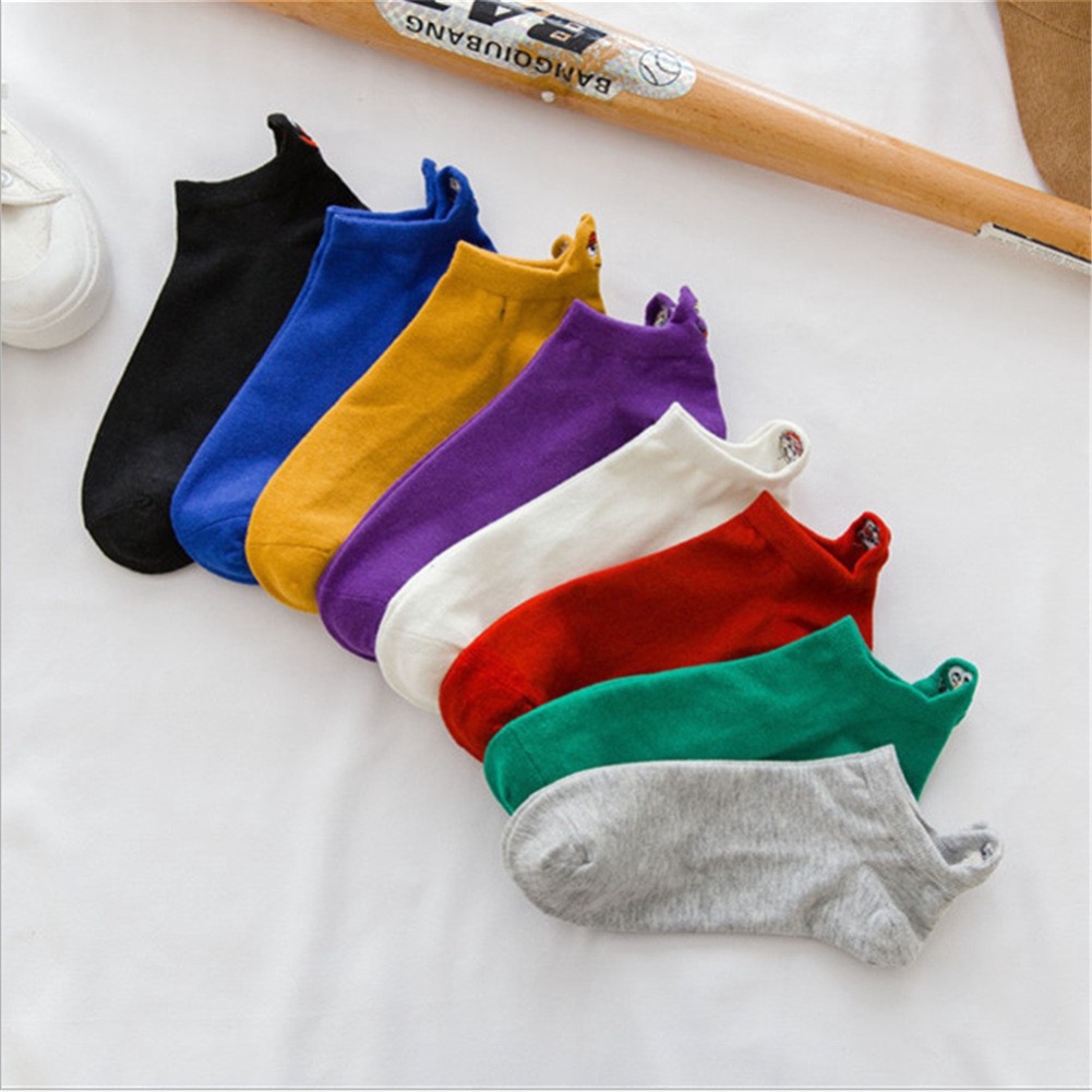 Vớ Cotton Cổ Thấp Co Giãn Thêu Họa Tiết Sesame Street Dễ Thương Cho Nam Và Nữ