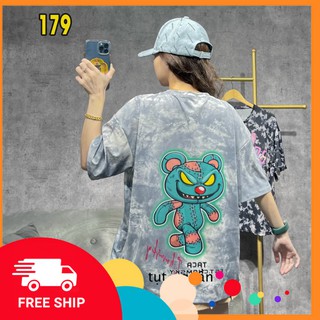 Áo loang màu thun tay lỡ nam nữ loang màu in hình icon tiktok cực hot
