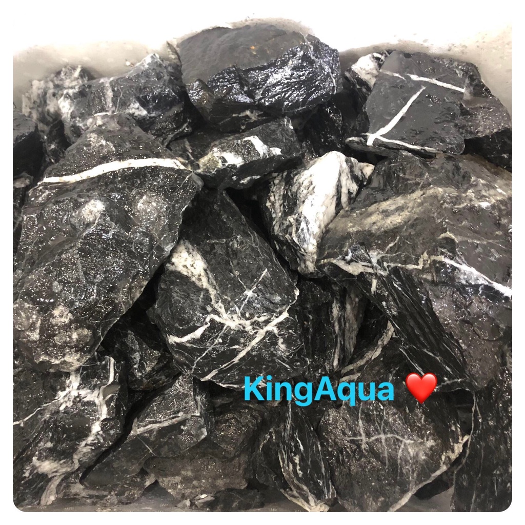 Đá thuỷ sinh - Đá đen vân trắng (1kg)