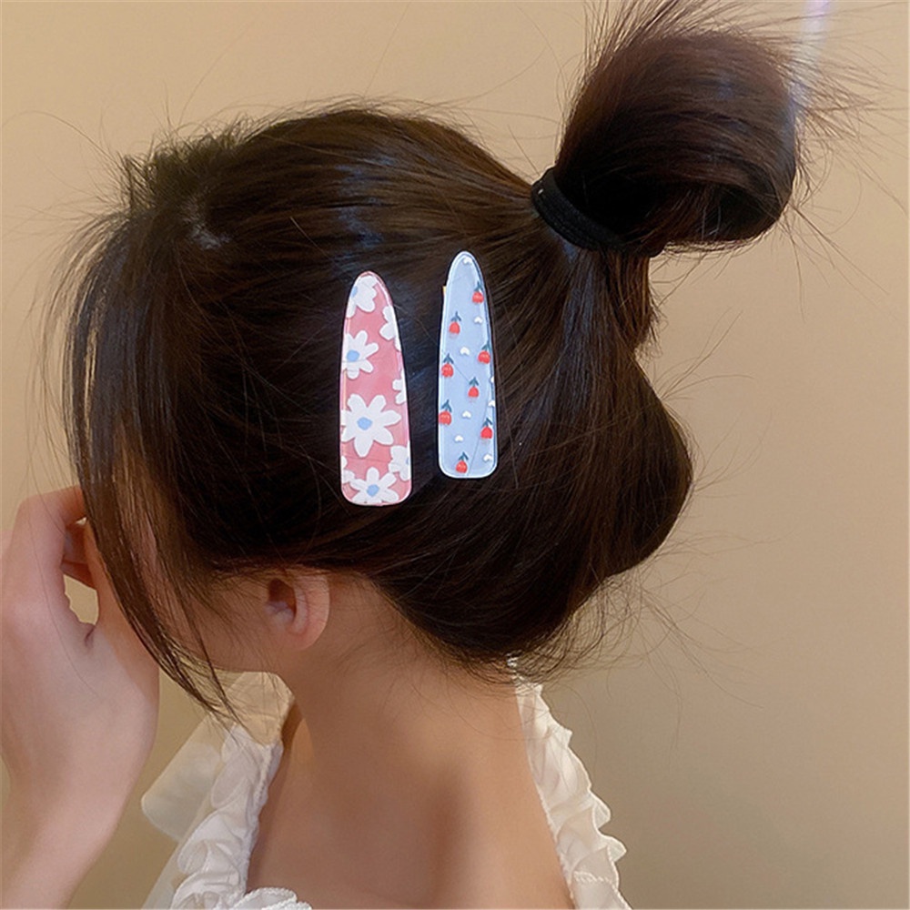 Bộ 2 Kẹp Tóc Hình Giọt Nước Họa Tiết Hoa Đáng Yêu Cho Bé Gái