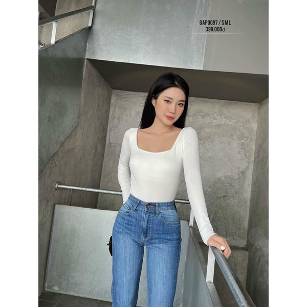 A07- Áo thun tăm cổ vuông body tay dài Sammivnxk☘️freeship