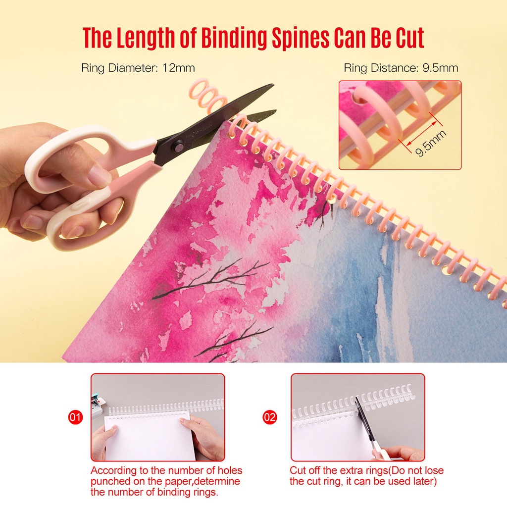 Bộ 10 lò xo đóng gáy 30 lỗ cho 85 tờ giấy DIY sổ tay album