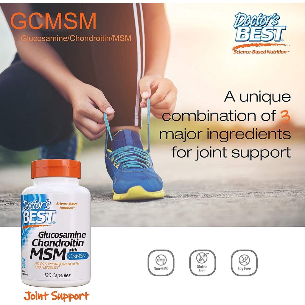 Viên uống hỗ trợ khớp Glucosamine Doctor's Best - Glucosamine Chondroitin MSM with OptiMSM 240 viên