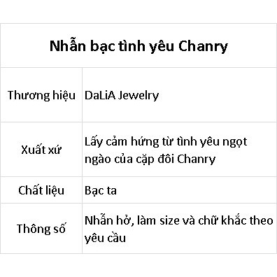 Nhẫn đôi tình yêu Chanry bạc ta khắc chữ theo yêu cầu nhà DaLiA Jewelry