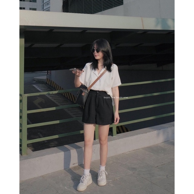 Quần short vải ống rộng nhiều màu, quần short cạp chun sau Bazic one | BigBuy360 - bigbuy360.vn