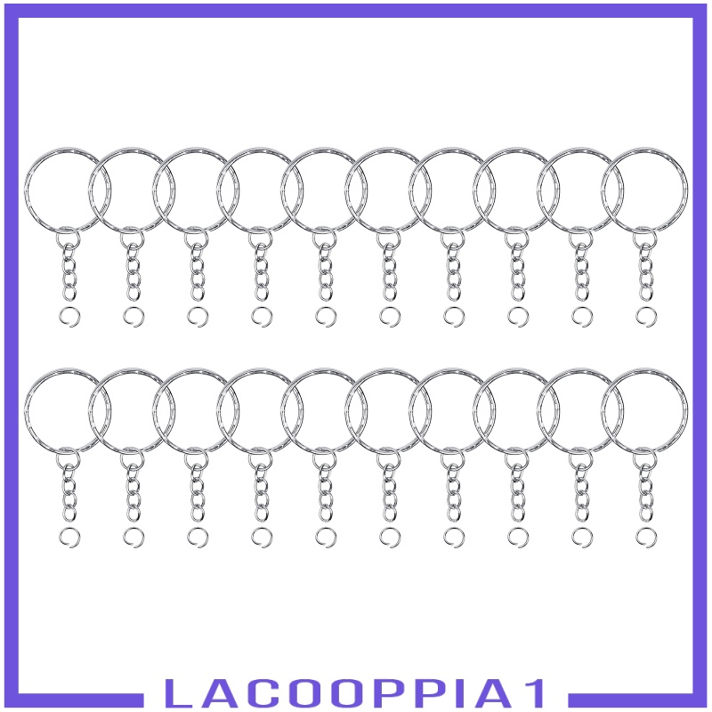 [LACOOPPIA1]100x Keyring Blanks Key Rings with Chain Opens Jump Rings