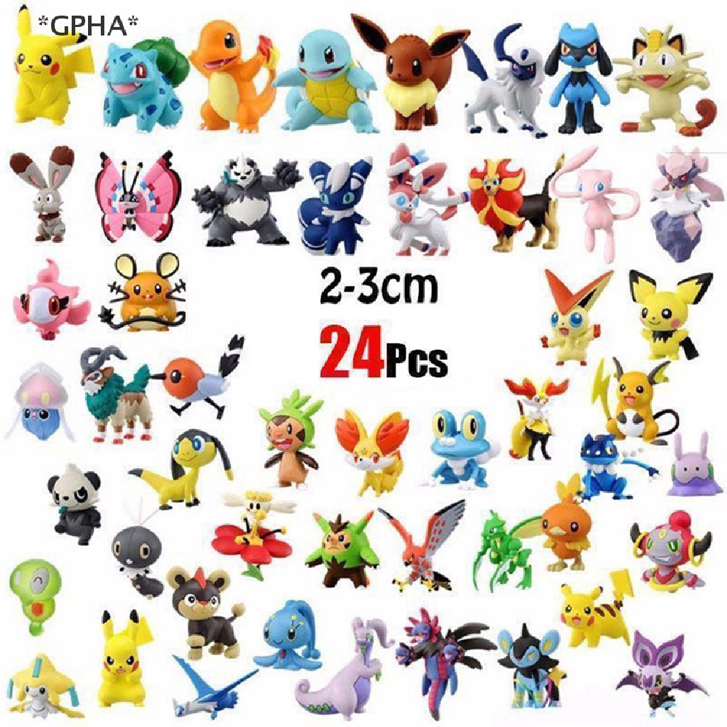 24 Đồ chơi mô hình anime pokemon nhiều kiểu khác nhau kích thước 2.5-3cm