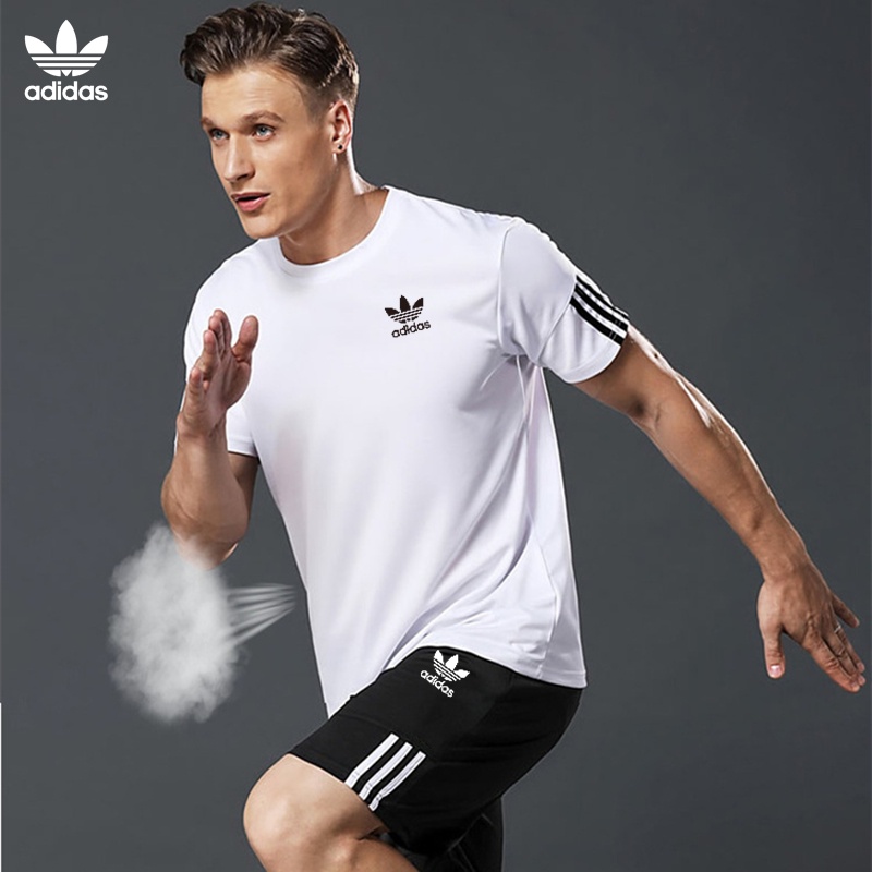ADIDAS Bộ Đồ Thể Thao 2 Món Áo Thun + Quần Short Thoáng Khí Nhanh Khô 9 Màu Tùy Chọn Cho Nam