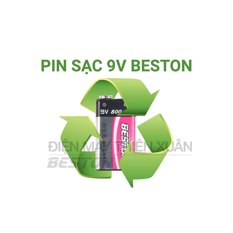 Pin sạc Lithium 9V 800mAh Beston dùng cho micro, đồng hồ đo điện, máy nghe nhạc, đèn pin