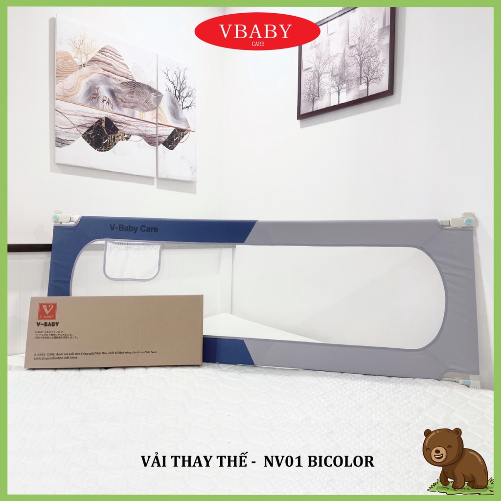 Vải bọc thanh chắn giường V-baby NV01 cao cấp 1m4,1m6,1m8,2m,2m2