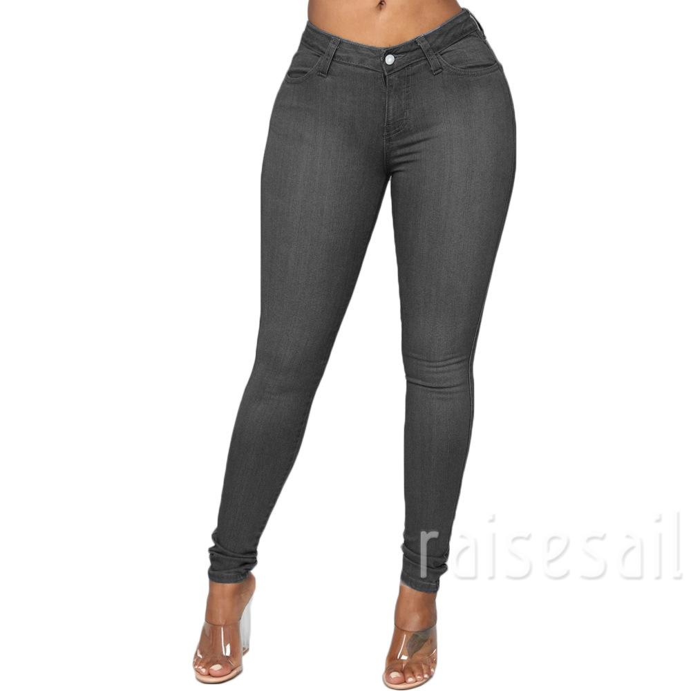 Rs-Women’s Sexy Tight-fitting Jeans Personality Solid Color Stretch High-waist Denim Long Pants | WebRaoVat - webraovat.net.vn