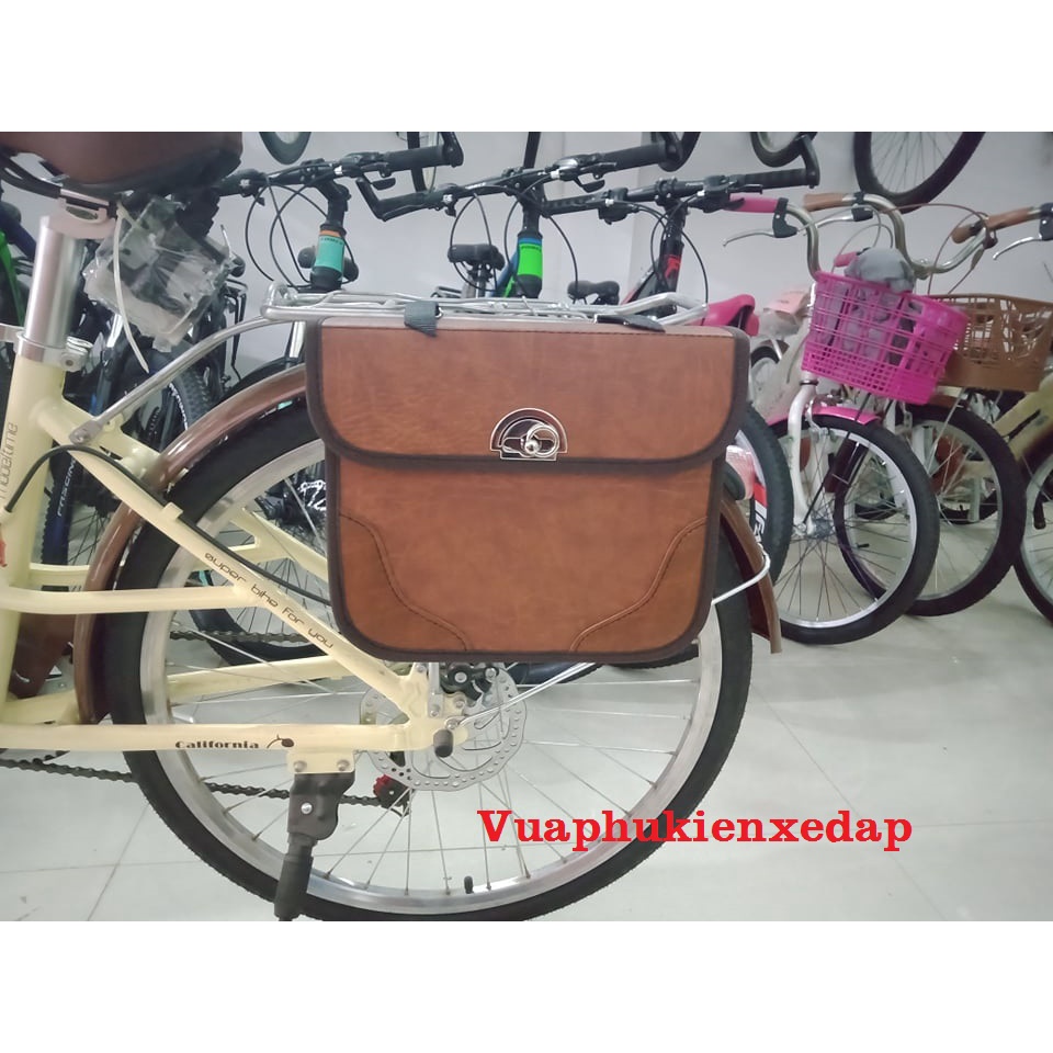 Túi da nâu treo xe đạp cao cấp - Rẻ nhất HN