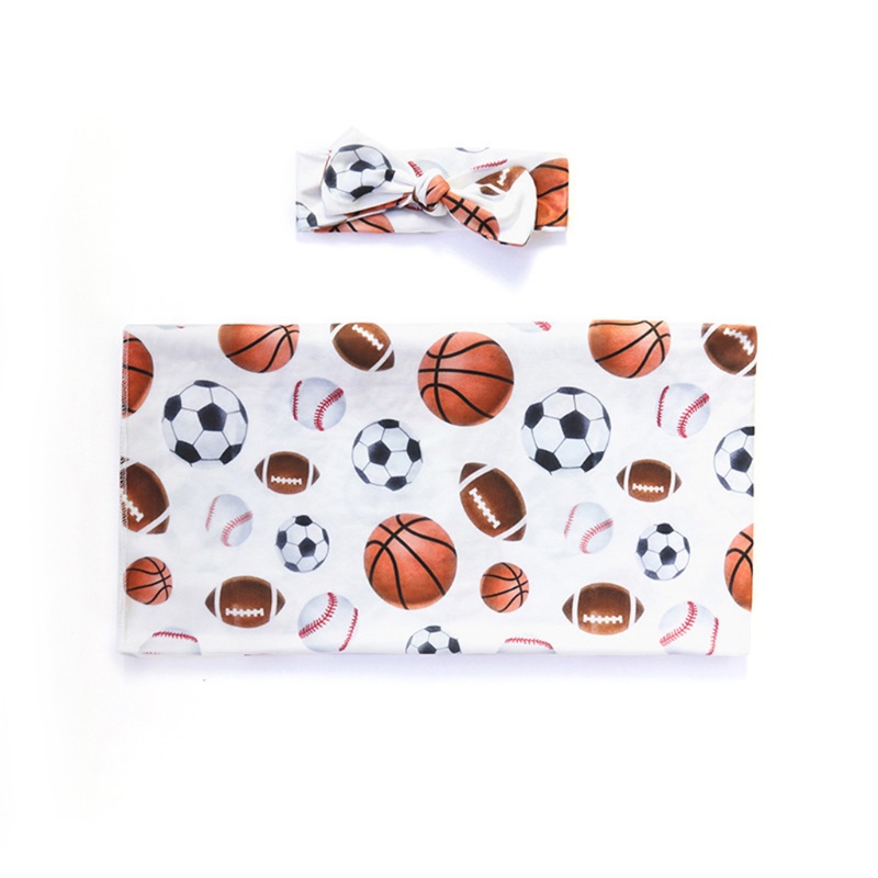 Chăn Quấn Em Bé In Họa Tiết Dễ Thương Kèm Băng Đô Tiện Dụng