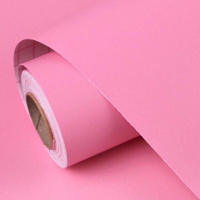 Giấy dán tường keo sẵn hồng trơn khổ 45cm