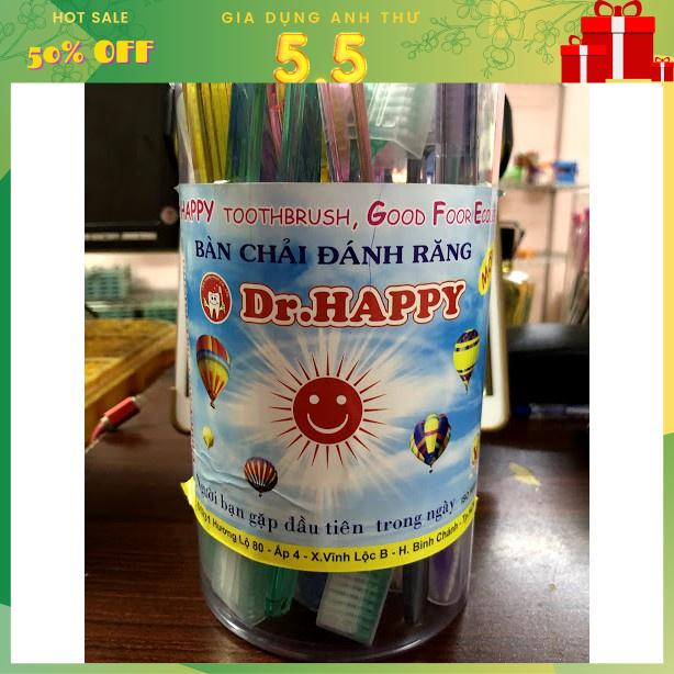 BÀN CHẢI ĐÁNH RĂNG DR HAPPY CÓ NẮP ĐẬY - BÀN CHẢI ĐÁNH RĂNG NGUYÊN LON 25 CÂY