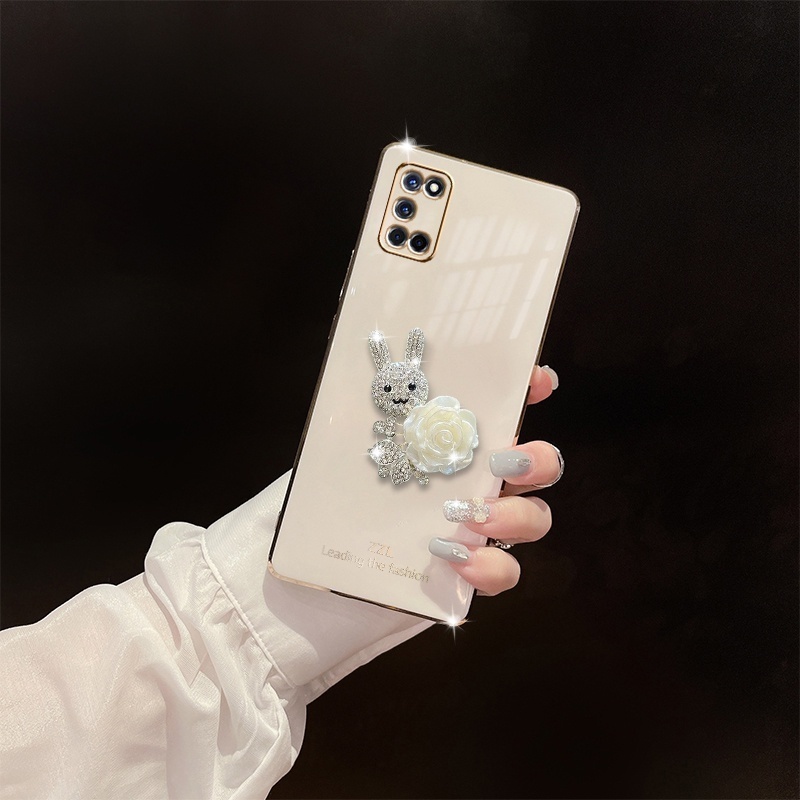 Ốp Điện Thoại Viền Vuông Mềm Trang Trí Hình Thỏ Sang Trọng Cho Samsung Galaxy A13 A23 A33 A53 A73 5G A54 A34 5G