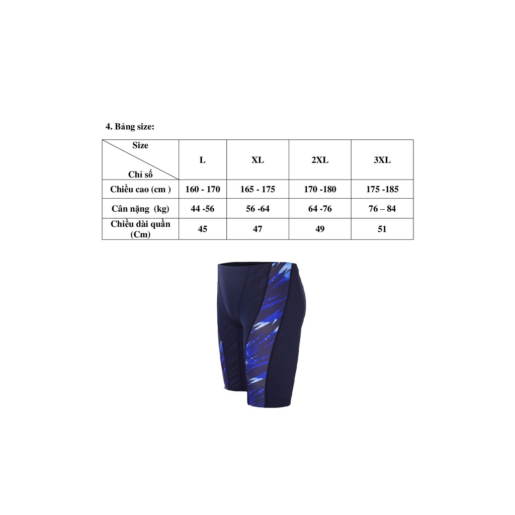 Quần bơi nam, chống clo size từ 44 đến 84 kg, chất liệu polyester co giãn thoải mái. | BigBuy360 - bigbuy360.vn
