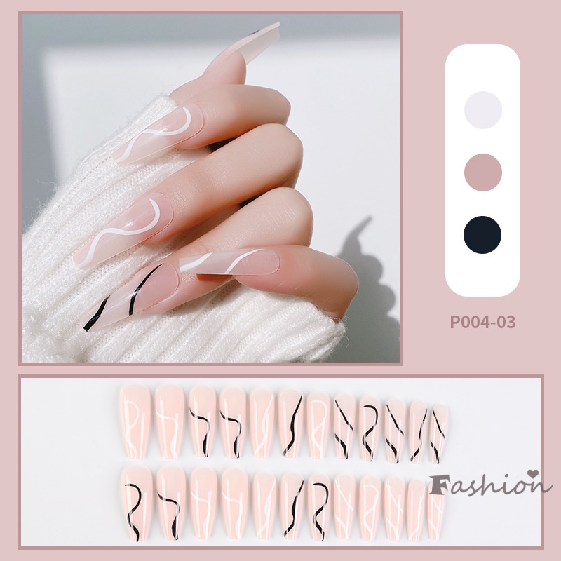 Bộ 24 Móng Tay Giả Bền Bỉ Che Phủ Toàn Diện Dùng Trang Trí Móng Tay Cho Nữ