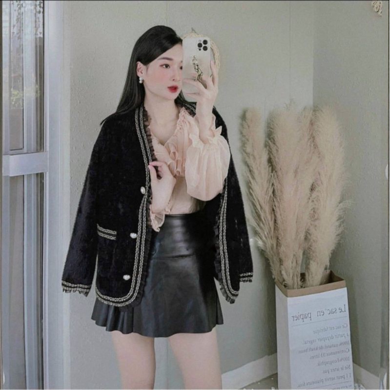 Áo cadigan lông thỏ