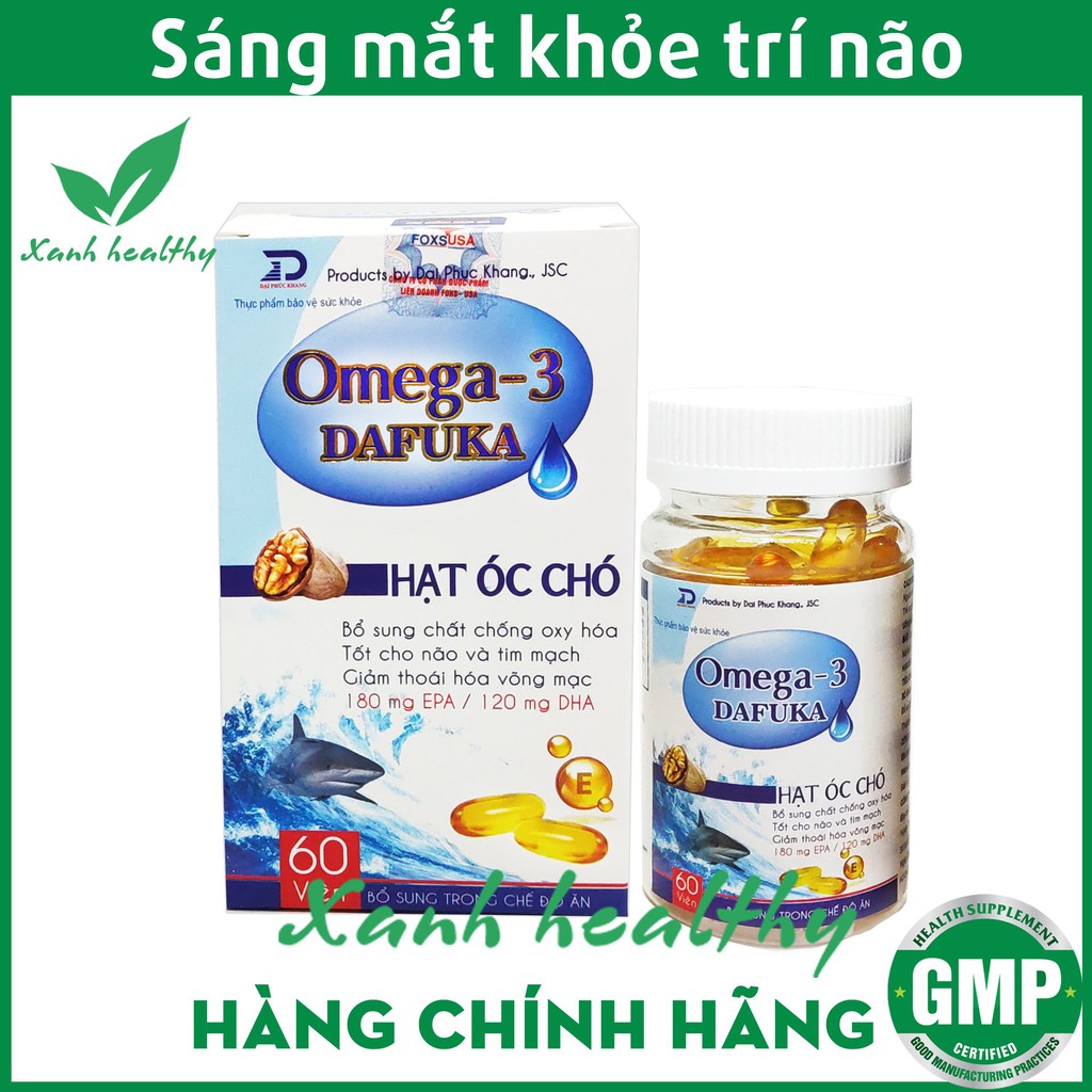 Viên uống Omega 3 Dafuka - chiết xuất hạt óc chó - Sáng mắt, khỏe tim, tăng cường trí nhớ hiệu quả -Hộp 60 viên