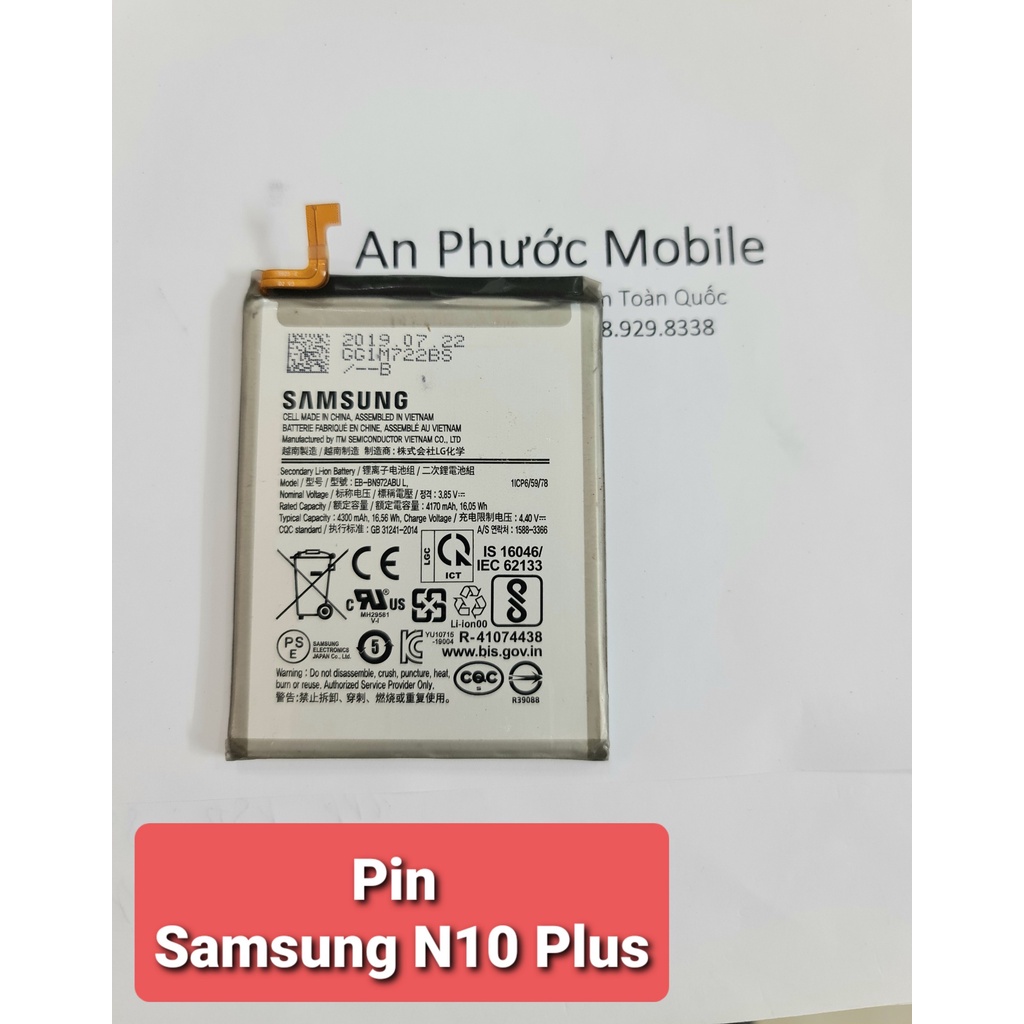 Pin Điện thoại SamSung Note 10 Plus hàng Zin tháo máy