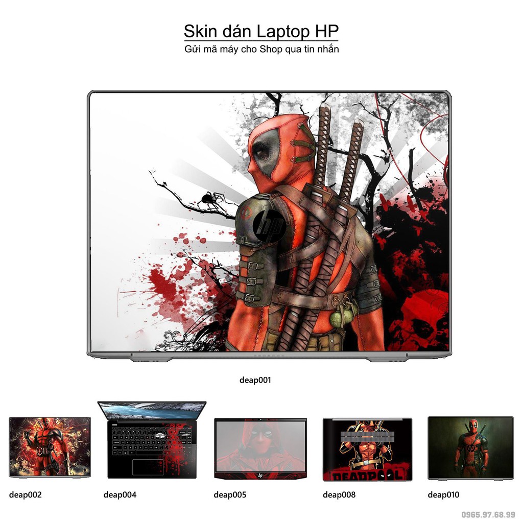 Skin dán Laptop HP in hình Deadpool (inbox mã máy cho Shop)