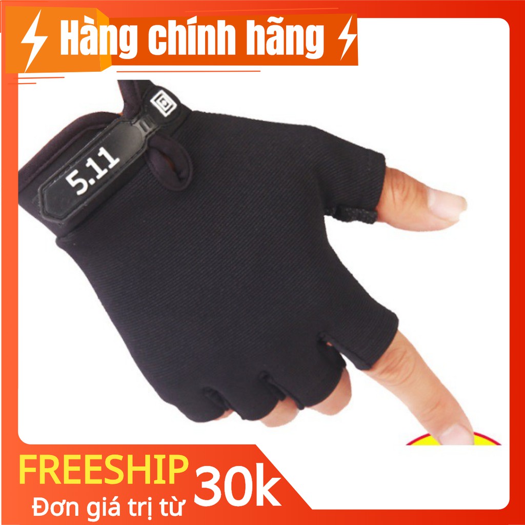 Găng Tay Vải Cụt Ngón Tập Gym, Chạy Xe 511 - Đệm Hạt Nhựa Bám,Vải Co Dãn, Thấm Mồ Hôi