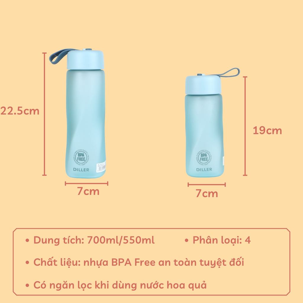 Bình nước thể thao, chất liệu BPA FRE an toàn sử dụng 700ml có dây quai