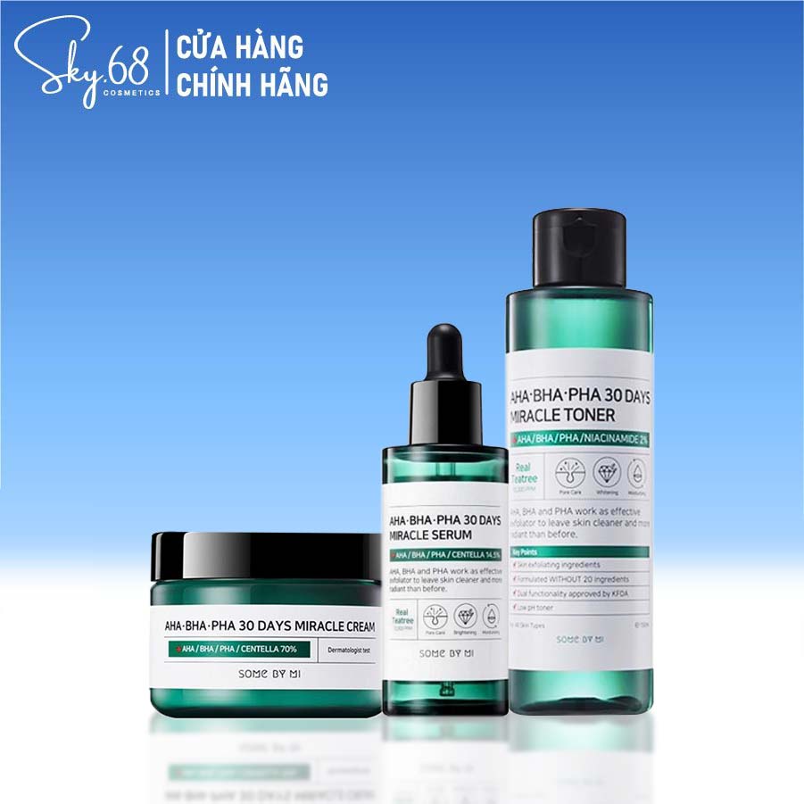 Bộ 3 sản phẩm Dưỡng Da &quot;Thần Kỳ&quot; SOME BY MI AHA-BHA-PHA 30 Days Miracle (TONER+SERUM+CREAM)