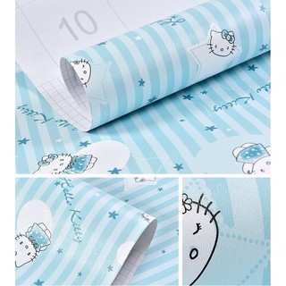 Decal giấy dán tương hello kitty xanh