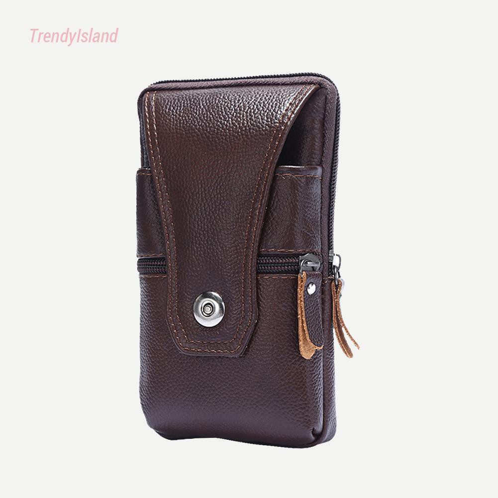 Men Waist Packs Genuine Leather Waterproof Casual Small Fanny Belt Bum Bag Business Mobile Phone Pouch