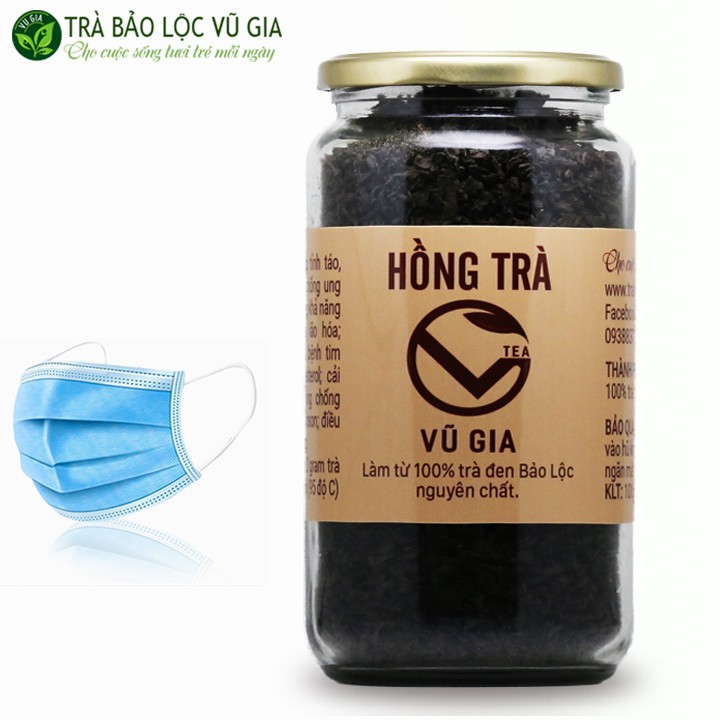 [Mã LTBAUAB14 giảm 7% đơn 99K] Hồng Trà Cao Cấp Nguyên Chất Vũ Gia (200gr/hũ) - Tặng Khẩu Trang Y Tế